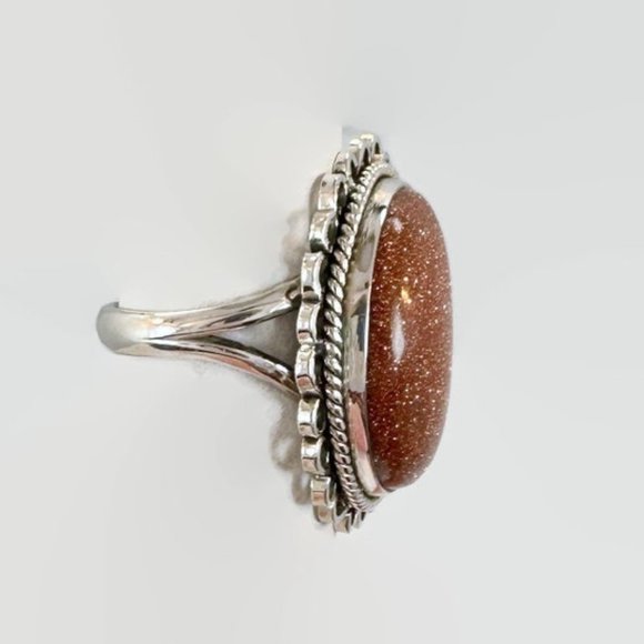 Goldstone Ring, Moon Ring, Sterling Silver, Crescent Moon, Size 6 1/2 - Picture 5 of 5